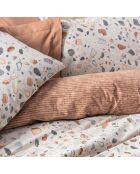 Parure housse de couette Oniks caramel/blanc