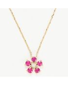 Collier Camélia Diamant 0.03 ct & Rubis 0.40 ct or jaune