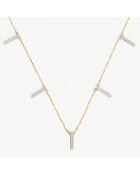 Collier Barrettes Pendantes Diamants 0.13 ct or jaune