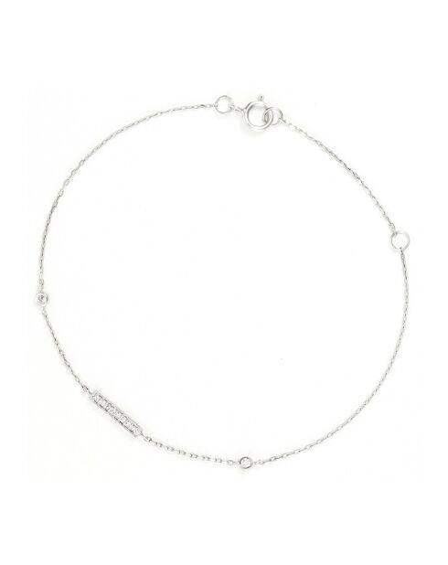 Bracelet Trio Linéaire Diamants 0.07 ct or blanc