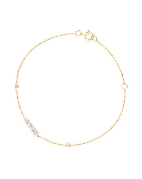 Bracelet Trio Linéaire Diamants 0.07 ct or jaune