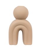 Portacandele in ceramica marrone - 10,5x6,5x17 cm