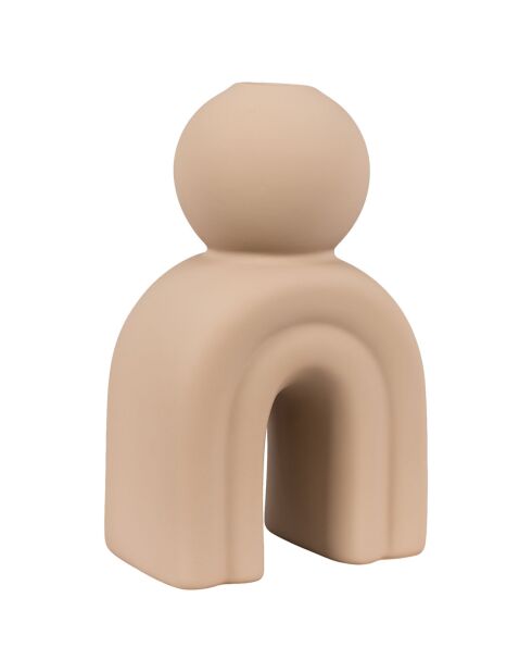 Portacandele in ceramica marrone - 10,5x6,5x17 cm