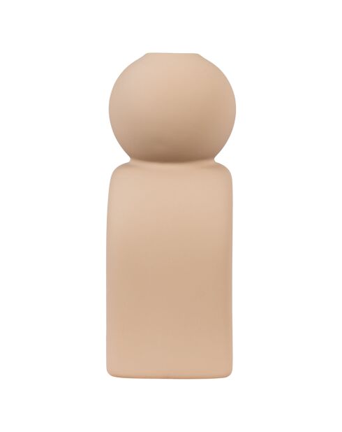 Portacandele in ceramica marrone - 10,5x6,5x17 cm