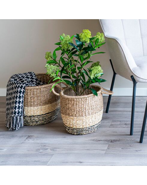 Schwarz/beige Seitendecke - 130x180 cm