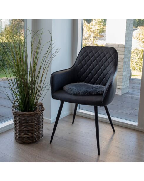 Coussin de siège en peau lainée gris - 35x35x5 cm