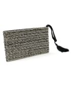 Pochette en perles argenté/noir - 23x12x2 cm