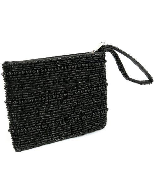 Porte-monnaie en perles noir - 14x10x2 cm
