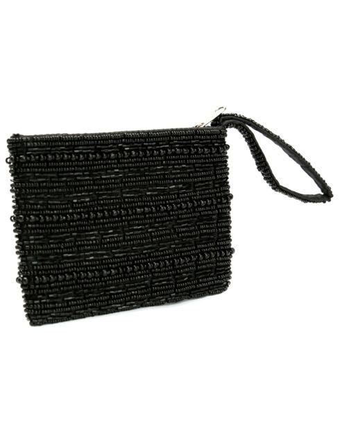 Porte-monnaie en perles noir - 14x10x2 cm