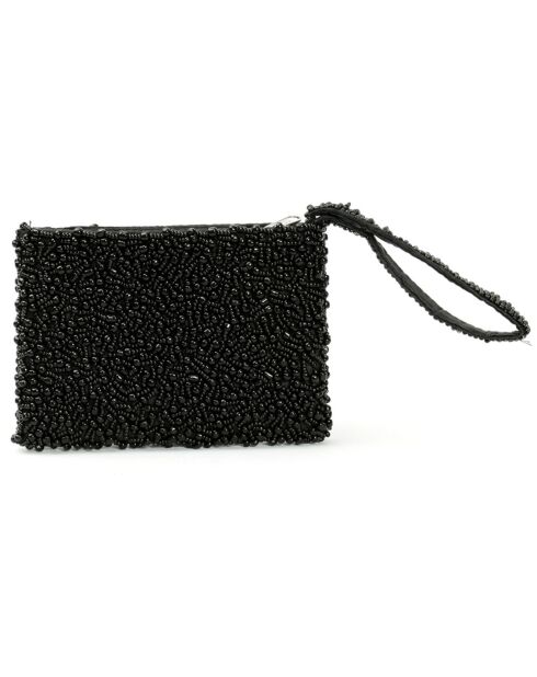 Porte-monnaie en perles noir - 14x10x2 cm