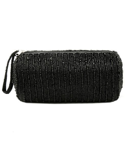 Trousse à crayons en perles noire - 20x10x10 cm