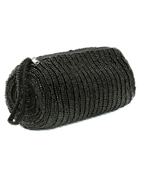 Trousse à crayons en perles noire - 20x10x10 cm