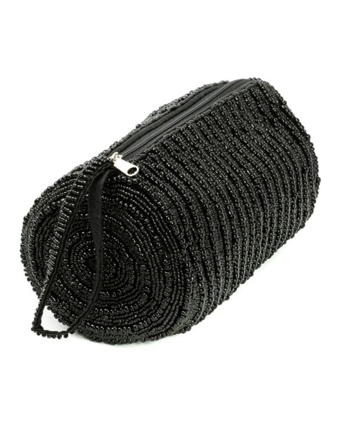 Trousse à crayons en perles noire - 20x10x10 cm