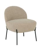 Fauteuil Lounge bouclette Merida beige/noir - 66x57x71 cm