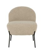 Fauteuil Lounge bouclette Merida beige/noir - 66x57x71 cm