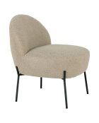 Fauteuil Lounge bouclette Merida beige/noir - 66x57x71 cm