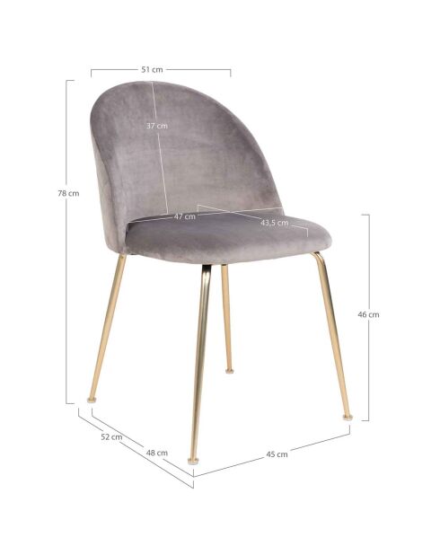 2 Esszimmerstühle Geneve aus taupefarbenem Samt - 52x51x78 cm