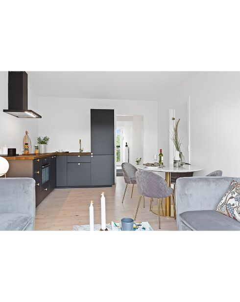 2 Esszimmerstühle Geneve aus taupefarbenem Samt - 52x51x78 cm