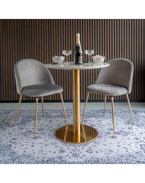 2 Esszimmerstühle Geneve aus taupefarbenem Samt - 52x51x78 cm