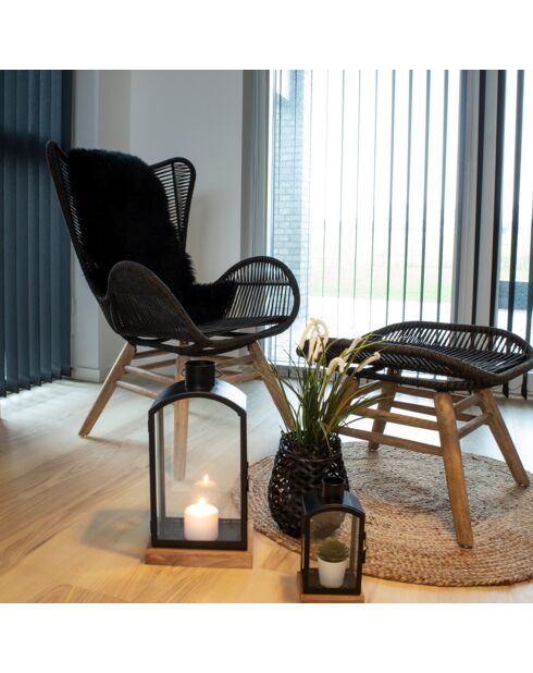 Schwarzes Lammfell - 50x85 cm