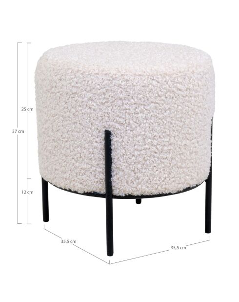Alford weiße lockige Ottomane - D.35,5x37 cm