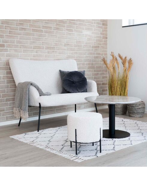 Alford weiße lockige Ottomane - D.35,5x37 cm