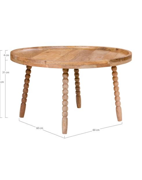 Mesita de mango Jammu natural - D.60x35 cm