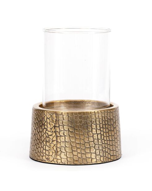Portavelas de latón cocodrilo - 17x17x24 cm