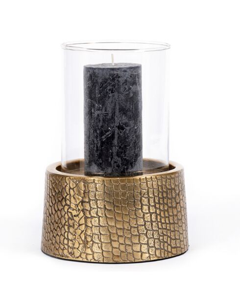 Portavelas de latón cocodrilo - 17x17x24 cm