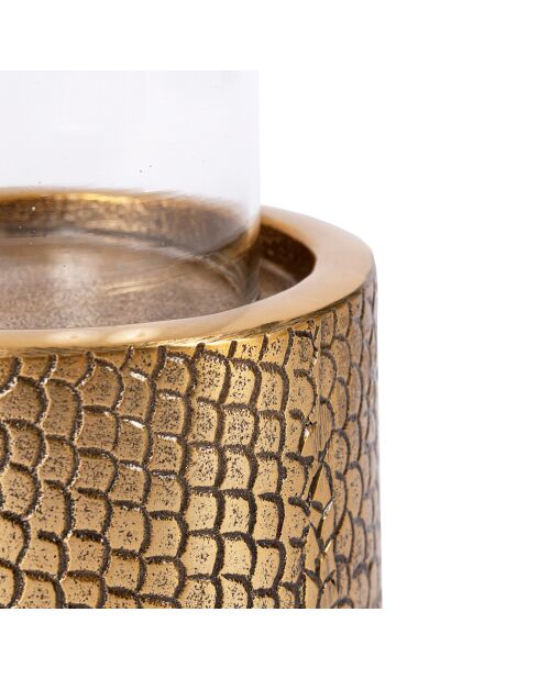 Portavelas de latón cocodrilo - 17x17x24 cm