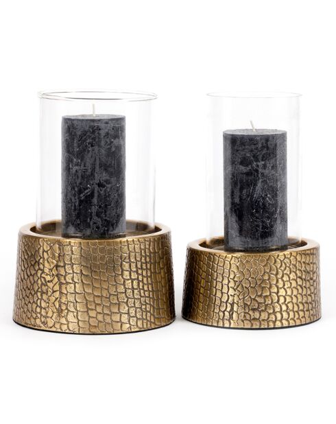 Portavelas de latón cocodrilo - 17x17x24 cm