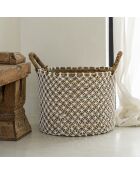 Panier en macramé  naturel/blanc - 40x35x29 cm