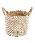 Panier en macramé  naturel/blanc - 40x35x29 cm