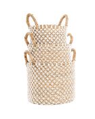 Panier en macramé  naturel/blanc - 40x35x29 cm
