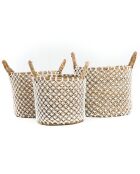 Panier en macramé  naturel/blanc - 35x30x25 cm