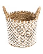 Panier en macramé  naturel/blanc - 35x30x25 cm