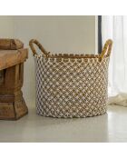 Panier en macramé  naturel/blanc - 35x30x25 cm