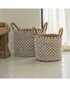 Panier en macramé  naturel/blanc - 35x30x25 cm