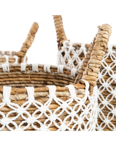 Cesta macramé natural/blanca - 35x30x25 cm