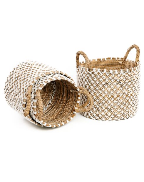 Cesta macramé natural/blanca - 35x30x25 cm