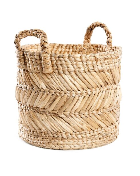 Panier en feuille de  banane Zigzag naturel/blanc - 40x40x38 cm