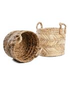 Panier en feuille de  banane Zigzag   naturel/blanc - 35x35x34 cm