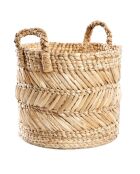 Panier en feuille de  banane Zigzag   naturel/blanc - 35x35x34 cm