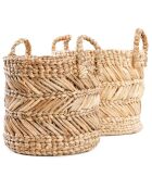 Panier en feuille de  banane Zigzag   naturel/blanc - 35x35x34 cm