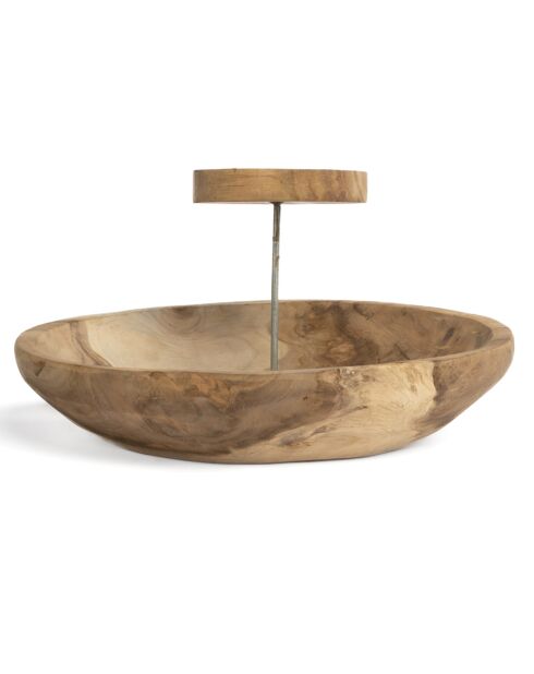 Bougeoir façon assiette naturel - 29x29x11 cm