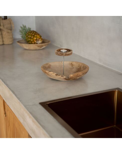 Portavelas de plato natural - 29x29x11 cm