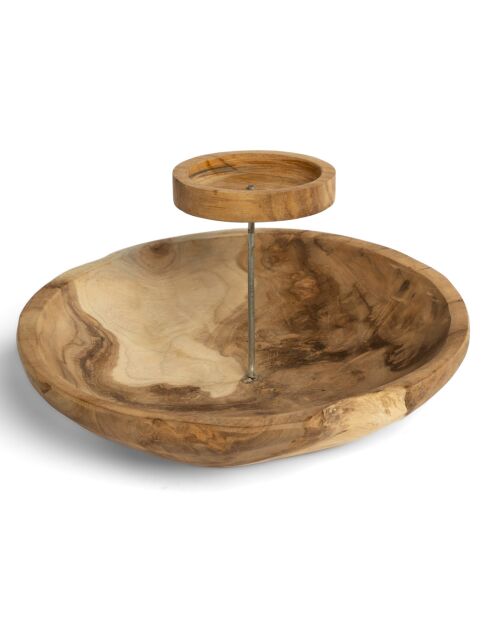Bougeoir façon assiette naturel - 29x29x11 cm