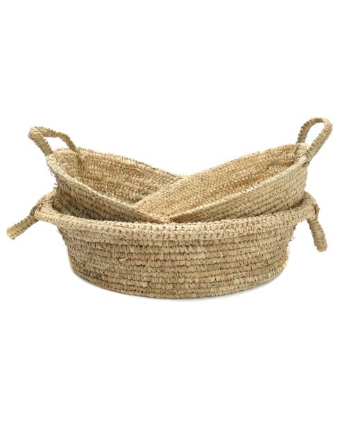 Plateau en raphia  naturel - 43x43x21 cm