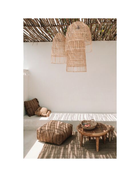 Plateau en raphia  naturel - 43x43x21 cm