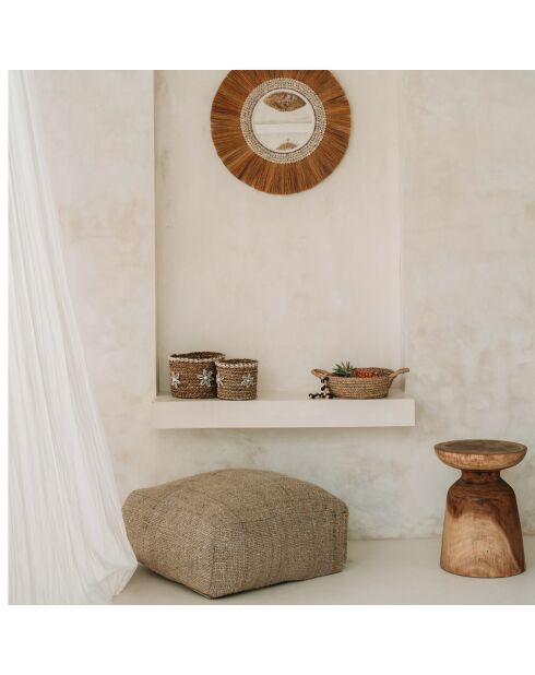 Plateau en raphia  naturel - 43x43x21 cm